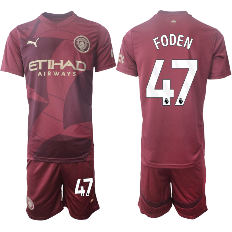 Men 2024-2025 Club Manchester City away red #47 Soccer Jersey->manchester city jersey->Soccer Club Jersey